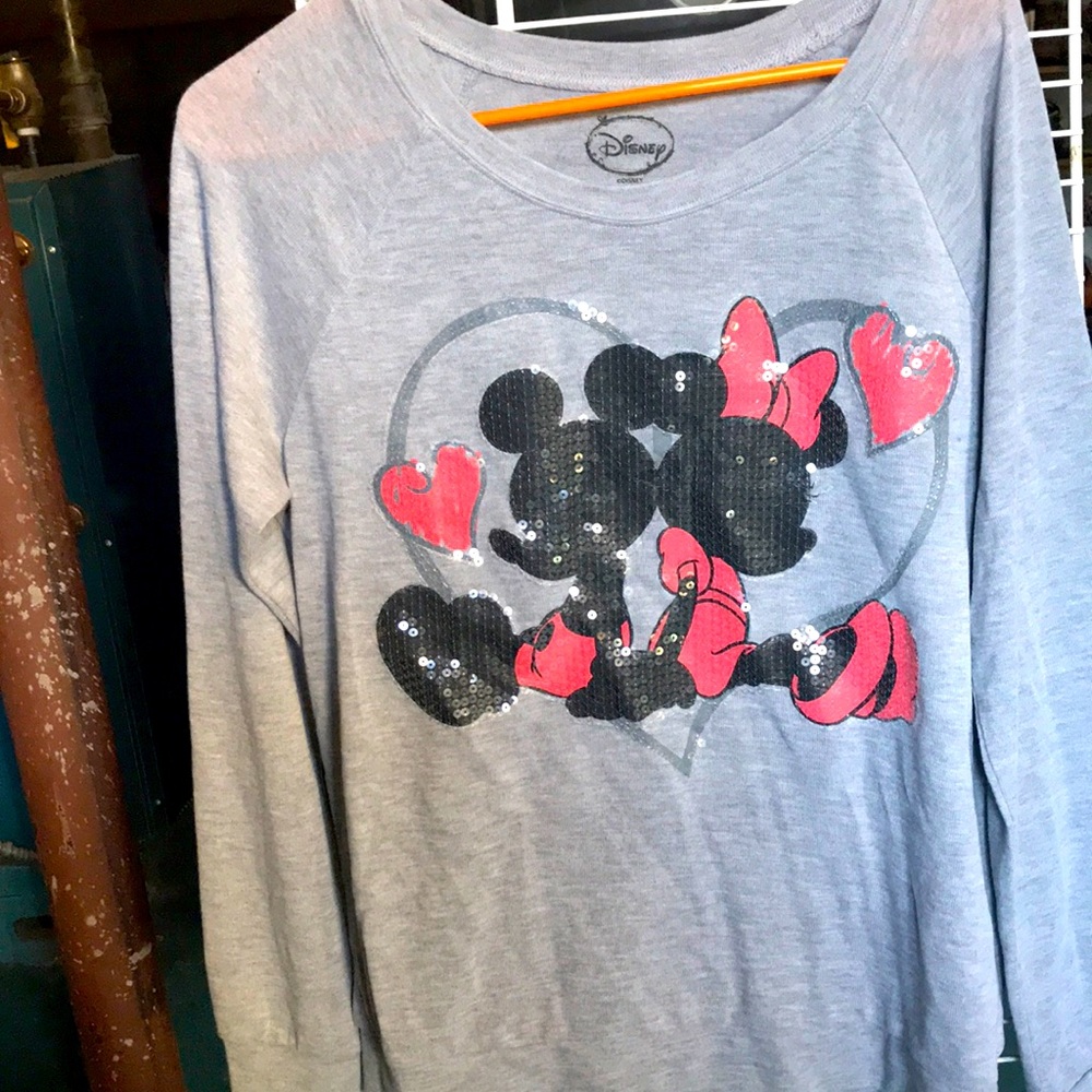 Juniors Mickey and Minnie long sleeve tee